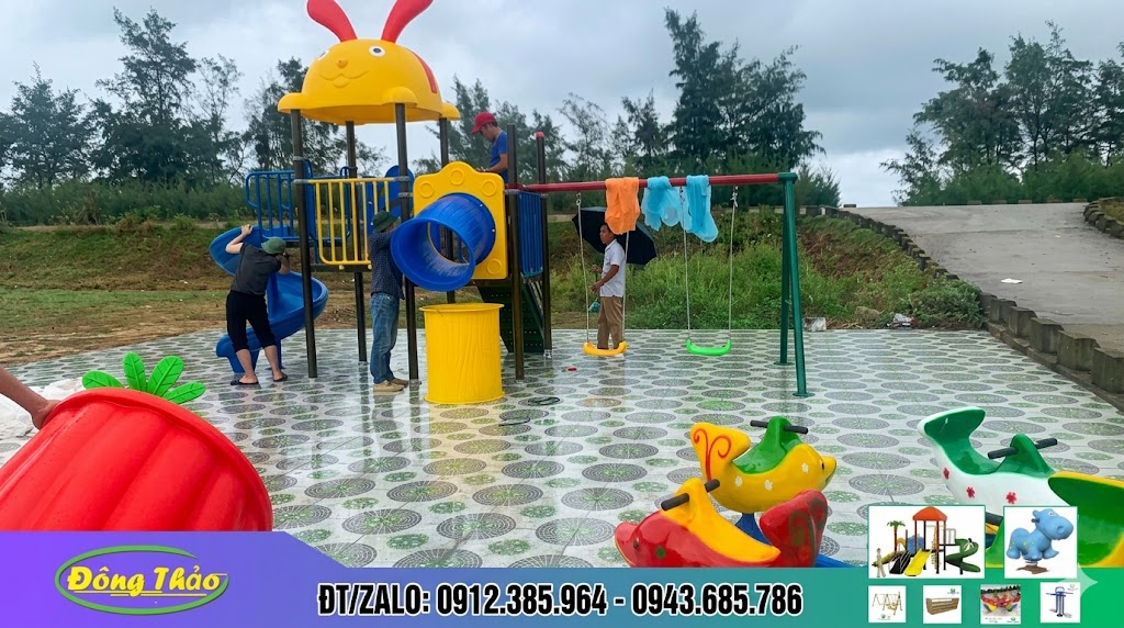 Lắp đặt cụm trò chơi liên hoàn ngoài trời chất lượng cao cho sân chơi trẻ em tại khu dân cư
